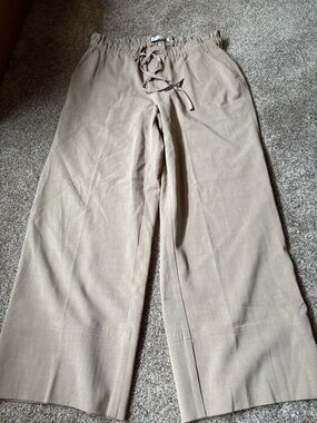 Liverpool Wide-Leg Drawstring pants in Tan